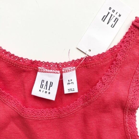 Gapkids NWT coral lace hem tank top S(6-7Y) - Picture 3 of 4